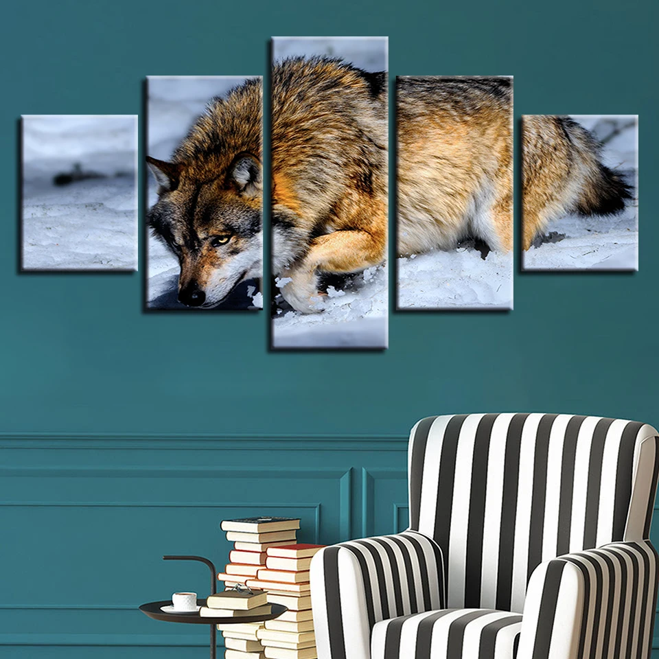 Painting Modular Pictures Modern Cuadros 5 Pieces Animal Wolf Decoration canvas Art Framework Wall For Living Room Badroom Painting Modular Pictures Modern Cuadros 5 Pieces Animal Wolf Decoration canvas Art Framework Wall For Living Room Badroom