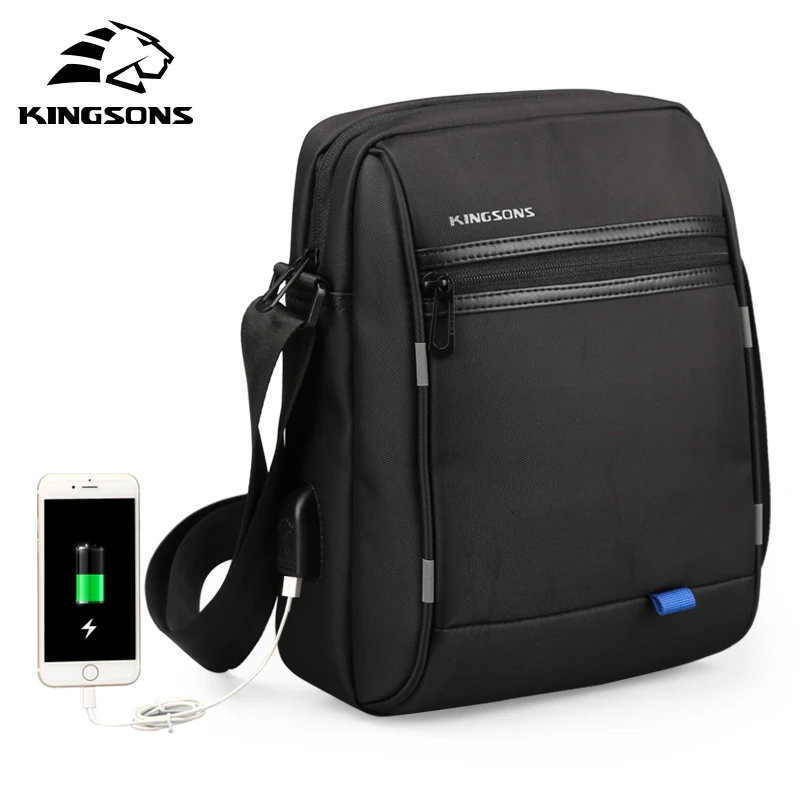 Дешево Kingsons, новинка 2019, зарядка через usb, сумка для планшета, компьютера, сумка через плечо, мужская сумка через плечо для ноутбука, сумка через плеч...