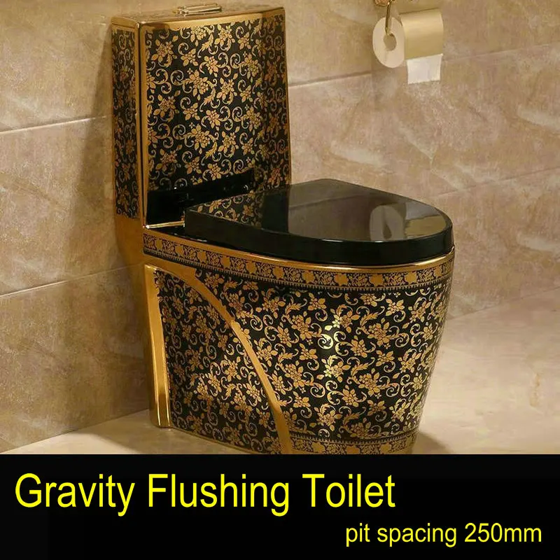 pit spacing 250mm Цельный черный унитаз Циклон Промывка s-ловушка напольный роскошный вилла сиденье для ванной унитаз МЫТЬ ВНИЗ унитаз - Цвет: pit spacing 250mm