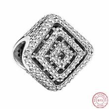 Геометрические нитки бусин Размер уменьшение воздействия увеличение для женщин ювелирных изделий DIY Fit PANDORA Подвески Серебро 925 FL602