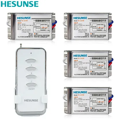 

Free shipping HS-QA161 1005W 1N4 Hesunse 85V-265V Four Ways Digital Wireless Remote Switch With 4 Metal Receivers