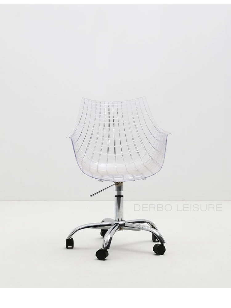 Прозрачный современный дизайн пластиковый шарнир Офисный Компьютерный стул 5 колесный пластиковый корпус Вертушка для офисного кресла газлифт прозрачный стул