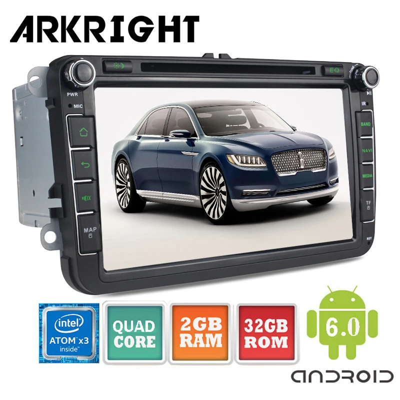 

ARKRIGHT 8'' inch 2 Double Din Car Stereo Radio GPS Navigation For VW Skoda POLO GOLF PASSAT CC Android 6.0 Quad Core 2GB 32GB