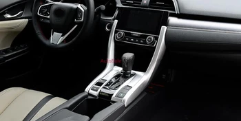 

For Honda Civic 10th Gen 4dr Sedan 2016 2017 Matt Chrome left hand drive Front Gear Box Panel Cover + Gear Shift Strip Trim 3pcs