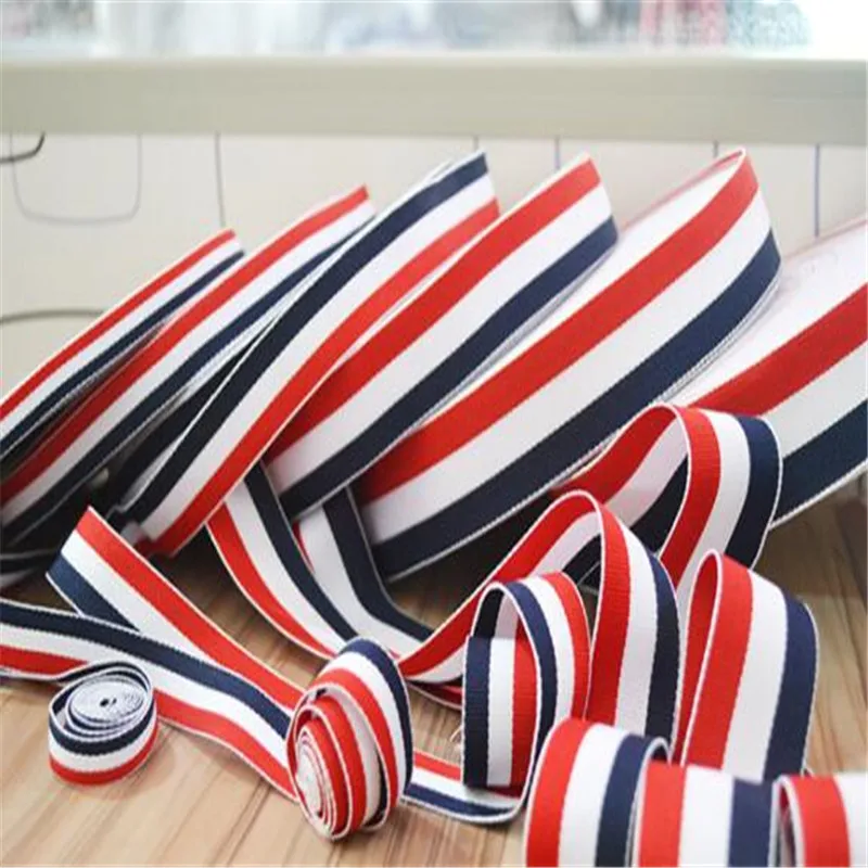 

10 15 20 25 35 40mm width red white navy / blue / green stripe webbing ribbons bag garments medal strap accessories CX51