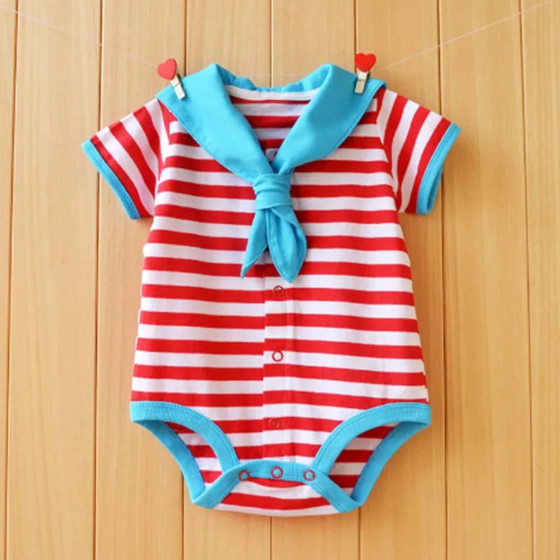 

Summer Short sleeve Newborn baby clothes Sailor uniforms style baby rompers baby boy girl clothes Summer cotton body infantil
