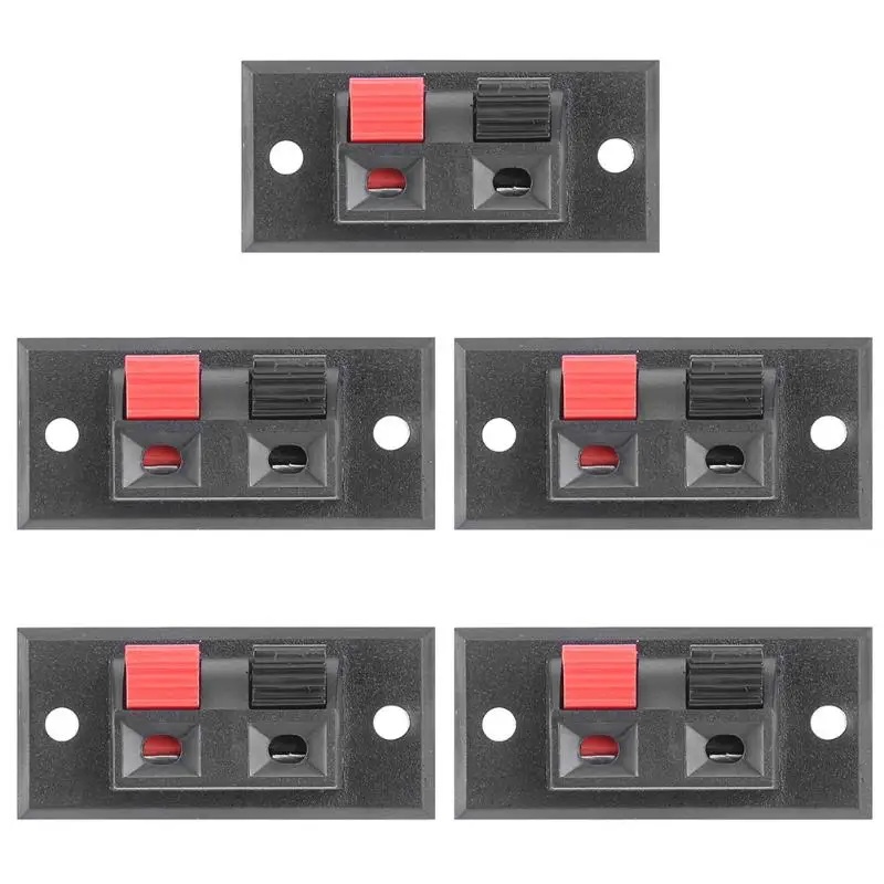 

5pcs 2 Positions Push-in Jack Spring Load Audio Speaker Terminals Connector Single Row Speaker Cable Testing Clip