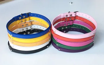 

Free Shipping, 20PCS (8+10)mmX370mm Mixed Color Copy Leather Pet Dog Collar Fit DIY Pet Name by using 8mm Slide Letters Charms