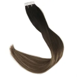 Full Shine Remy Tape Hair Extension Cheveux Humain Tape in Extensions Balayage Color #1B Off Black Fading to 6 and 27 20Pcs 50g Full Shine Remy Tape Hair Extension Cheveux Humain Tape in Extensions Balayage Color #1B Off Black Fading to 6 and 27 20Pcs 50g