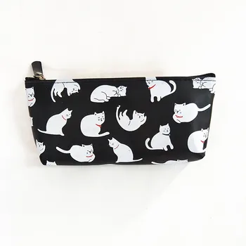 

M252 Cute Women Purses Lovely Cat Candy Color Jelly PU Pencil Bag Coin Purse Wallet Card Bag