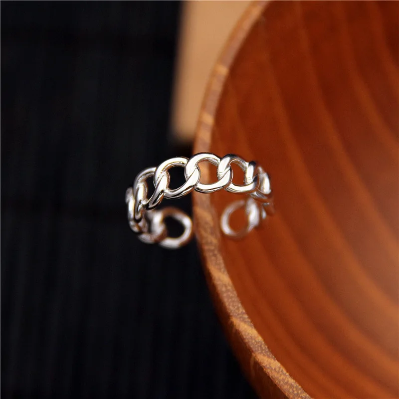 

Fengxiaoling Real 925 Sterling Silver Geometric Open Rings For Women Simple Hollow Circle Stitching Rings Fashion Jewelry
