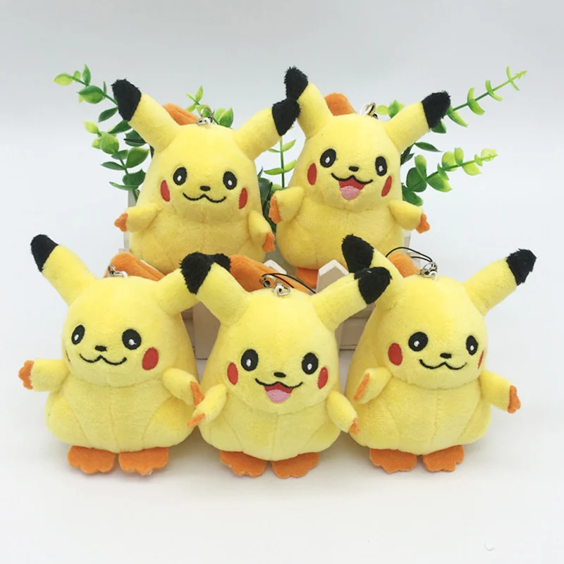 

2pcs 8cm Cartoon Pikachu Pendant Keychain Kids Kawaii Pikachu Plush Toys Doll with Key Ring Children Movies & TV Hot Anime Toy