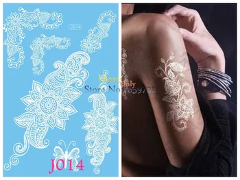 

1PC Removable Body Art Henna Tatoo Sleeve White Mehndi Flower Arm Shoulder Painting Waterproof Tempoary Tattoo Sticker Wedding