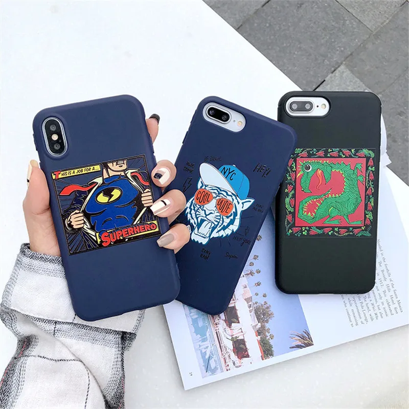 

GYKZ Cool Superhero Batman Fitted Case For iPhone XS MAX X XR 7 8 6 6s Plus Fashion Dinosaur Tiger Phone Cover Soft Matte Fundas