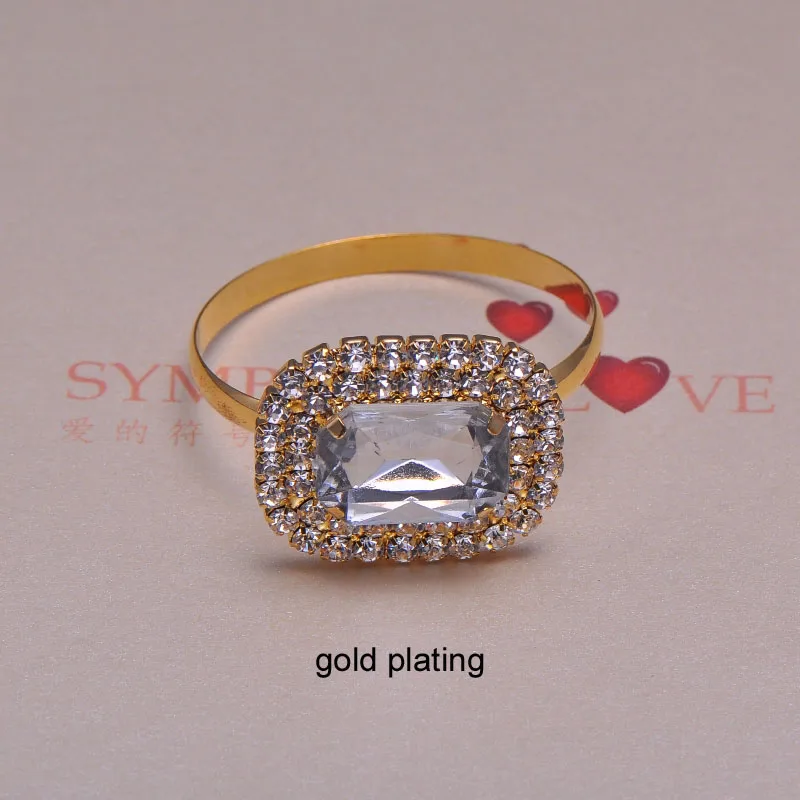 

(J0103-ring) 25X30mm rhinestone napkin ring for wedding table decoration,gold plating ,ring size:40mm ,acrylic beads in middle