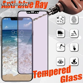 

1000pcs 3D Anti Blue Ray Eyes Carbon Fiber Tempered Glass For iPhone 11 Pro Max XS XR X 8 7 6 6S Plus Curved Guard Screen Film