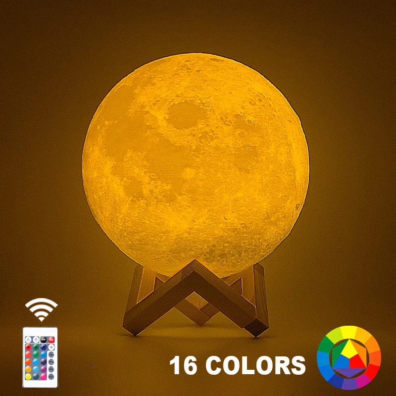  Dropship 3D Print Moon Lamp 20cm 18cm 15cm Colorful Change Touch USB Led Night Light Home Decor Cre - 32926140883