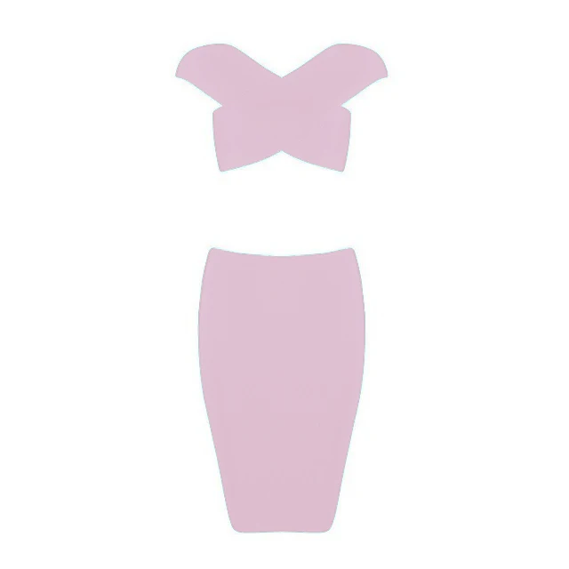 Женское осеннее облегающее платье с перекрещивающимися бретельками и открытой спиной, комплект из 2 предметов, женские сексуальные платья, вечерние бандажные платья для ночного клуба - Цвет: Розовый