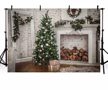 

Christmas Backdrop Vinyl Photography Background Christmas Tree Fireplace Candle Children Backdrops for Photo Studio ZR-194