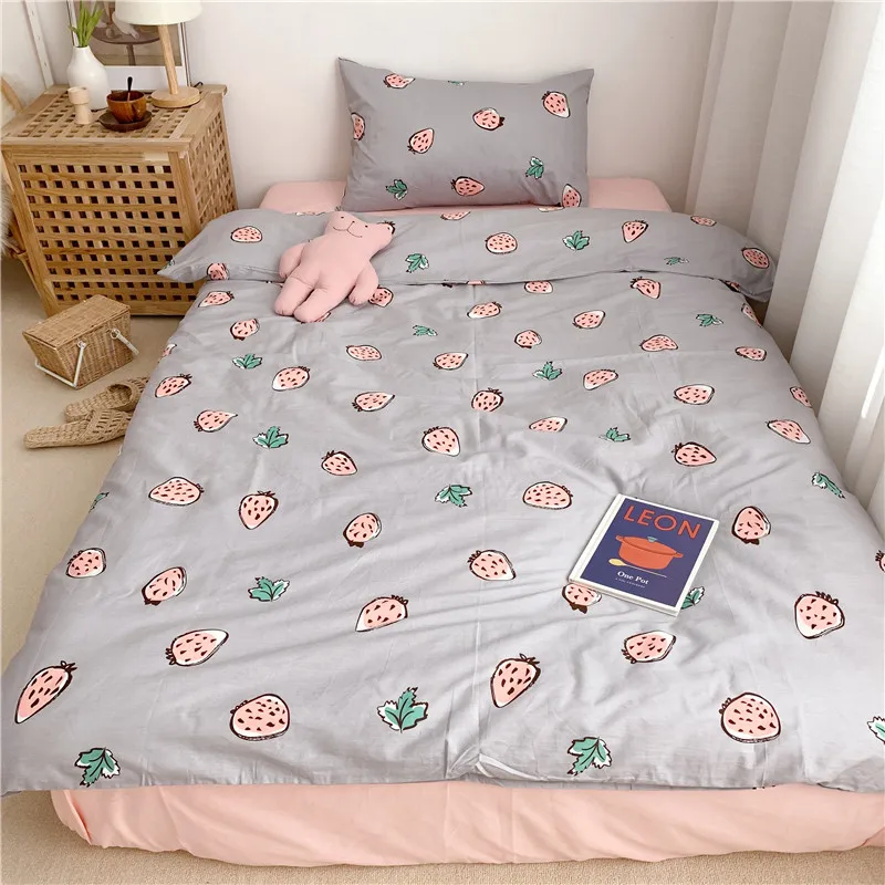 Multi color bedding Queen Twin size Duvet Cover 100%Cotton Bedding Set for Kids Youth Ultra soft bedsheets linen fitted sheet