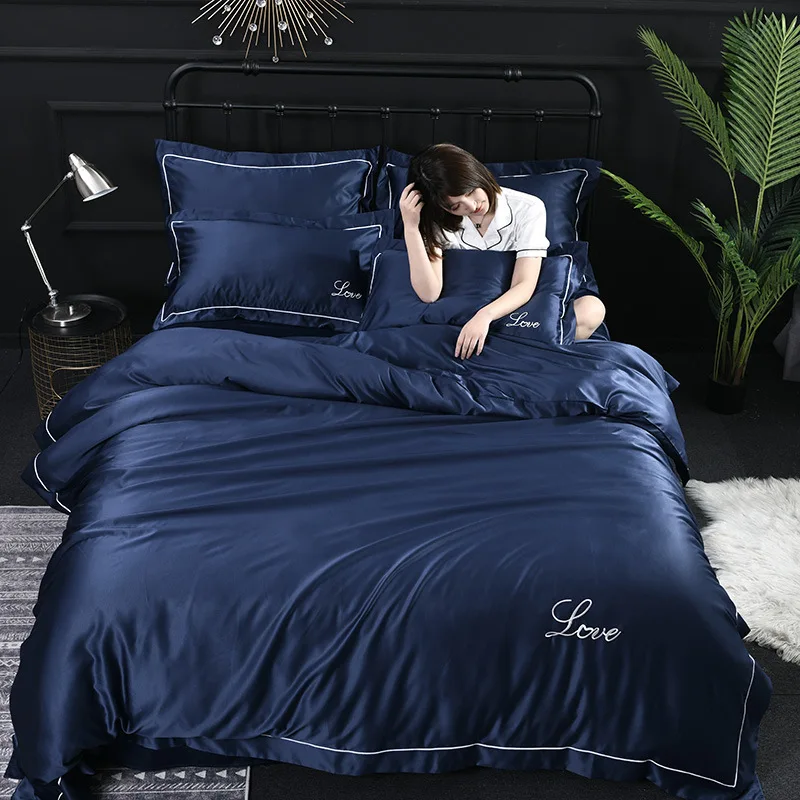 

Luxury 100% Silk Bedding Set Bed Linen Set King Queen Duvet Cover Sets With Sheet Pillowcase IO01#