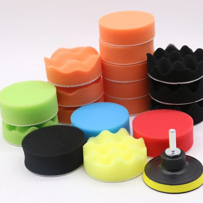 

19Pcs Car Vehicle 80-180mm Polishing Buffer Pad Car Polishing Sponge Kit +Polishing Wheel+M10 Drill Adapter Car Polisher Set