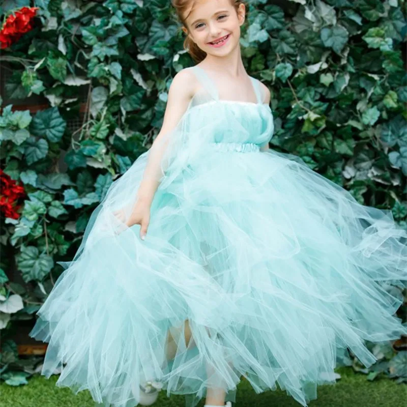 Handmade Flower Girl Dresses Wedding Baby Kids Girls Princess Tulle Tutu Dress For Birthday Party Pageant