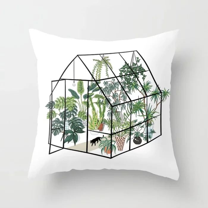 Customized New greenhouse with plants Pattern Unique Fashion Square Zippered Pillowcase Nice Pillow Cover Fans Gift Sham | Дом и сад