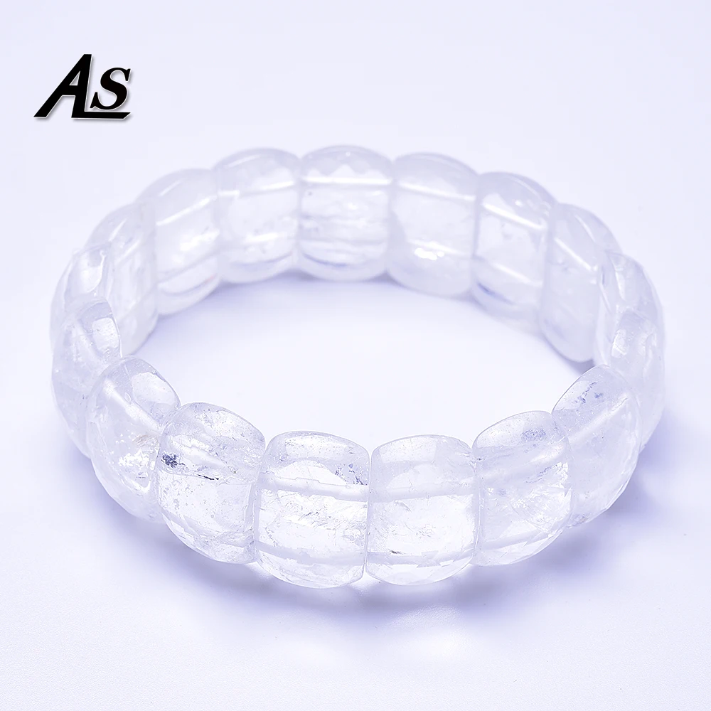

Asingeloo 2019 New Natural White Crystal Stone Beads Made Bangles Bracelets for Women and Men Jewelry Gift