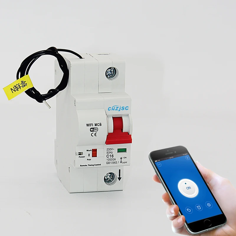 1P 16A WiFi Smart Circuit Breaker Automatic recloser overload and short