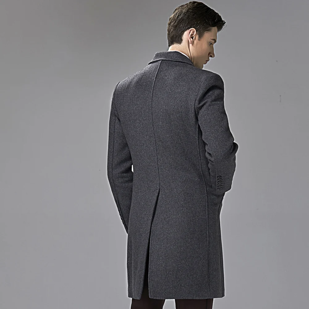 Британская Мужская УРСМАРТ новая зимняя длинная мужская серая шерстяная куртка в деловом стиле Повседневная
