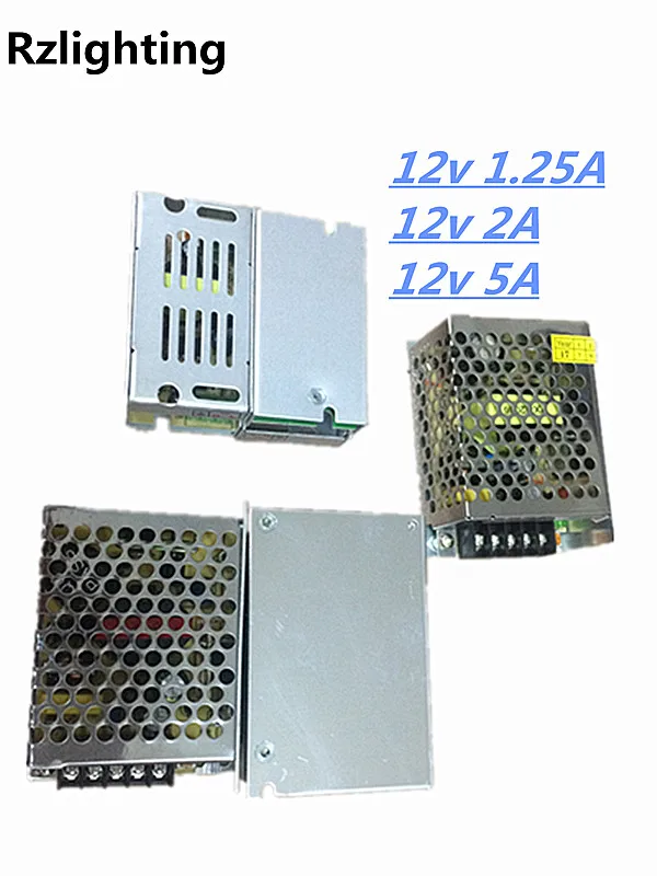 AC DC 12 В Мощность питания освещения трансформатор драйвер светильники переключатель для Светодиодные ленты адаптер 1.25a 2A 3A 5A
