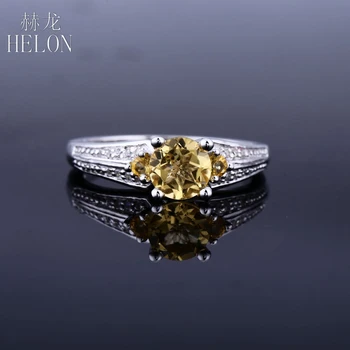 

HELON Details about Real 14K White Gold Engagement Women's Diamonds 0.1ct & 6mm & 2mm Round 0.8ct Citrine Ring For Women's Ring