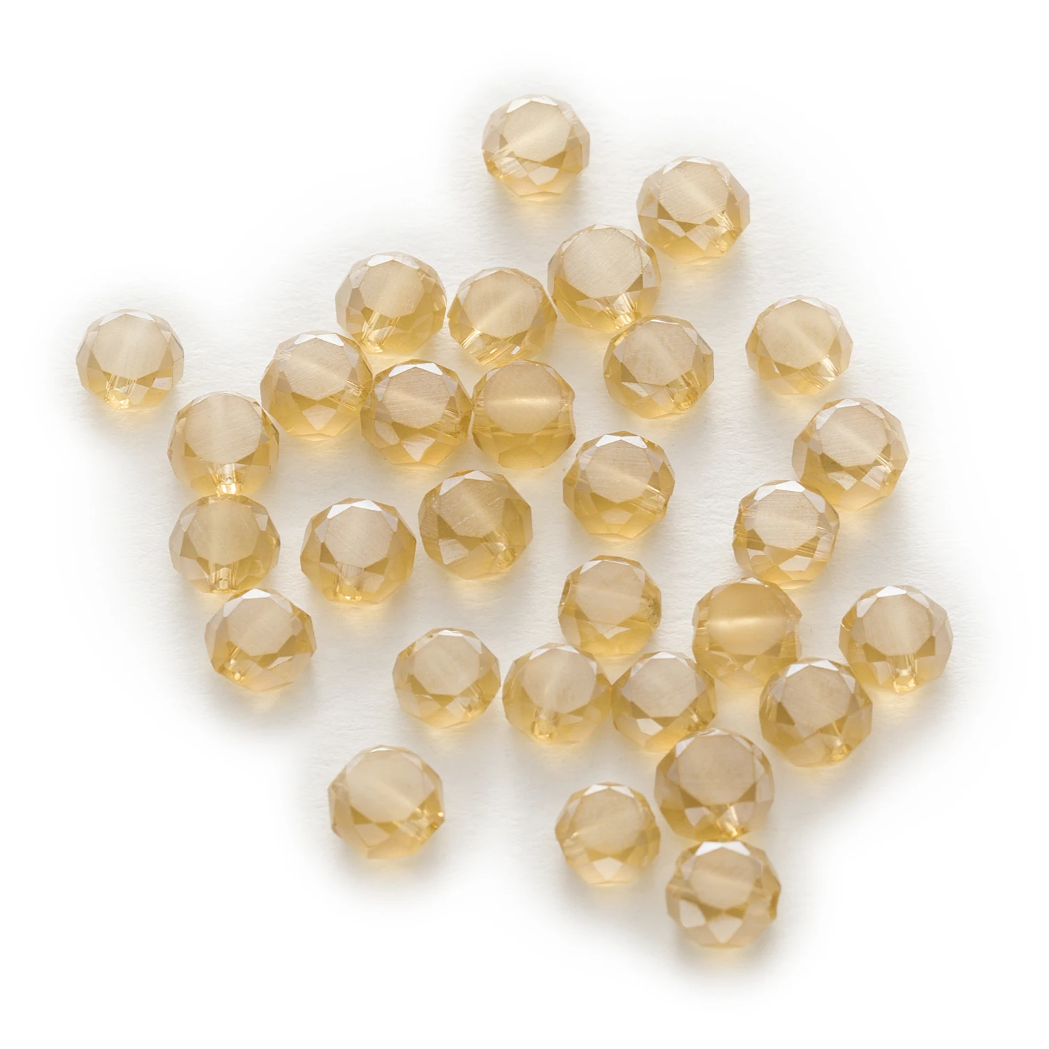 50 Piece Electrum Bread Faceted Crystal Glass Spacer Beads Jewelry