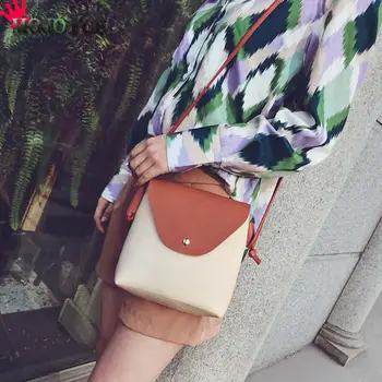 

Fashion Women Crossbody Bag Simple Casual Patchwork Color Shoulder Mini Bags Hasp Flap PU Leather Messenger Bags