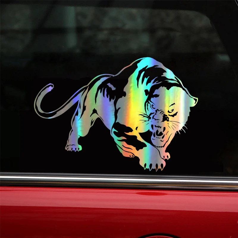 Car Sticker 3D 19.5*13.6cm Fiery Wild Panther Hunting Funny Sticker On Car Stickers and Decals Rear Window Vinyl Car Styling