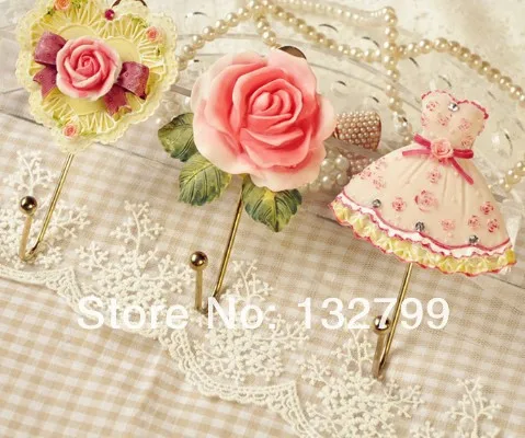 

Wall Mounted Vintage Rose Hat Coat Robe Hook Curtain Tieback Holders Door Bathroom Towel Clothes Rack Hanger Resin