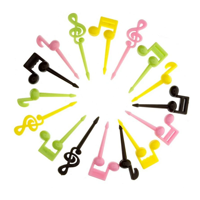 16 pz/pacco Usa E Getta di Plastica Nota Musicale/Cuore/Poker Forma di Cibo Frutta Forchetta Picks Set Per Il Partito Cucina Accessorie