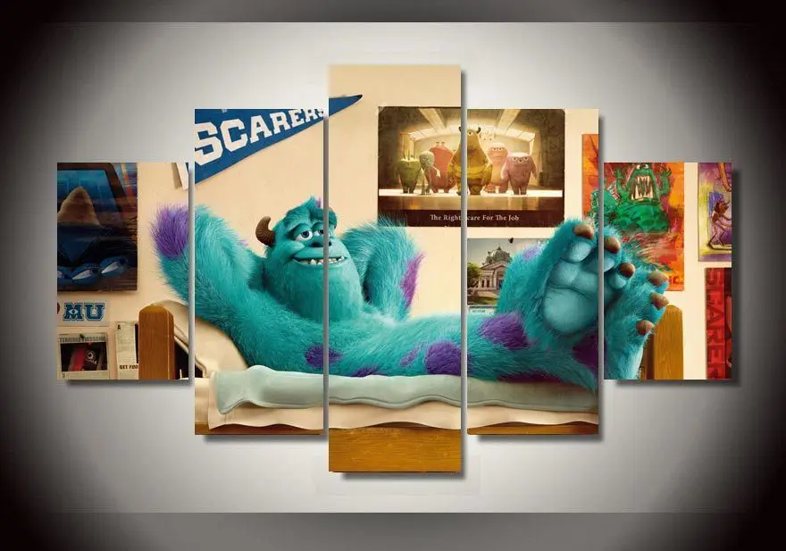 

Art Abstract Indoor Decor 20x35cmx2,20x45cmx2,20x55cm E1 Monsters University print canvas decoration 5 pieces