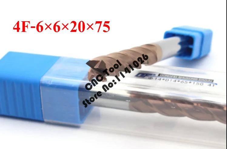 

1PCS HRC60 Long Extend carbide alloy cutter 4F-6*6*20*75L,high quality tungsten steel milling cutter,CNC milling tools machine