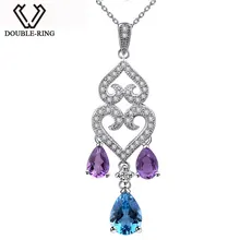 DOUBLE-R капли воды Подвески Для женщин Аметист стерлингового серебра 925 Синий Ожерелья для мужчин Подвески Черная пятница Ювелирные украшения CAP02428A