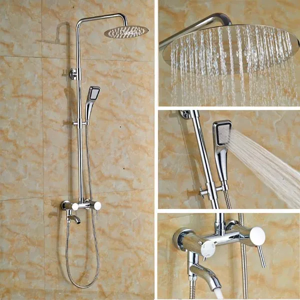 10 Rain Shower Faucet System Tub Mixer Tap With Hand Head 10 Rain Shower Faucet System Tub Mixer Tap With Hand Head Chrome Br