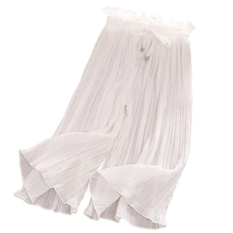 

Girls Chiffon Pleated Pants For Girls Trousers 2019 Summer Loose Pants Wide Leg Cool Comfortable Pant Children Clothing
