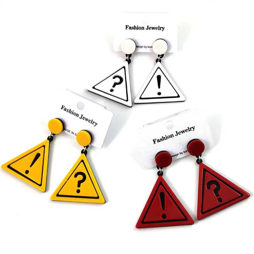 2019 New Fashion Women Symbol Exaggerated Sexy Earrings Exclamation Mark Question Mark Acrylic Earrings Wholesale #3E22 (1)