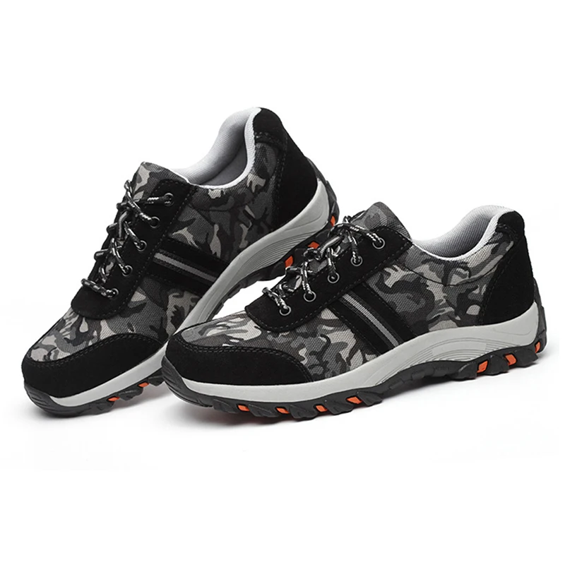 

Men Safety Work Boots Fashion Camouflage Spring Breathable Mesh Steel Toe Casual Shoes Mens Labor Insurance Puncture Proof Shoes