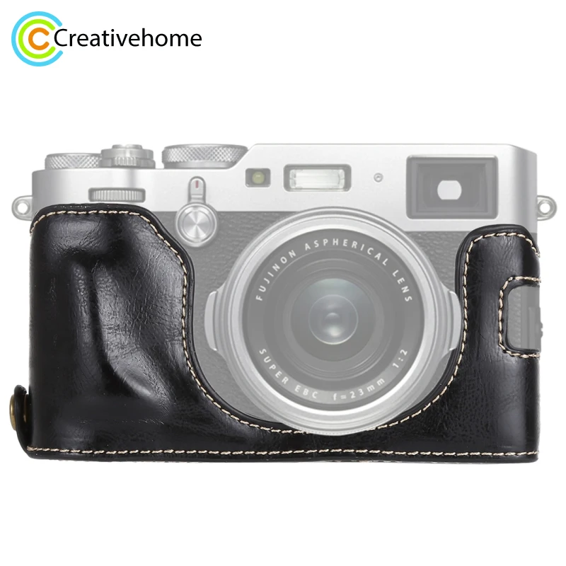 PULUZ 1/4 inch Thread PU Leather Camera Half Case Base for FUJIFILM X100F DSLR Accessories | Электроника
