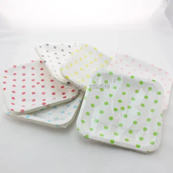 

Wholesale (720pcs/lot) Striped Chevron Polka Dot Paper Plates Square Paper Plate Dish Event Birthday Party Supplies Tableware
