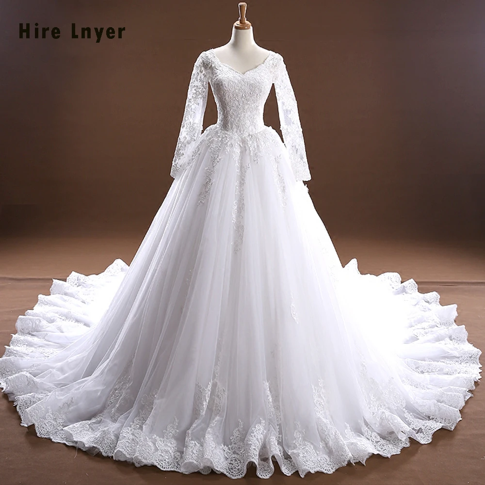 

Hire Lnyer Newest Full Sleeve Gorgeous A-line Bridal Gowns Vestidos De Noiva Alibaba China Appliques Wedding Dress Plus Gowns