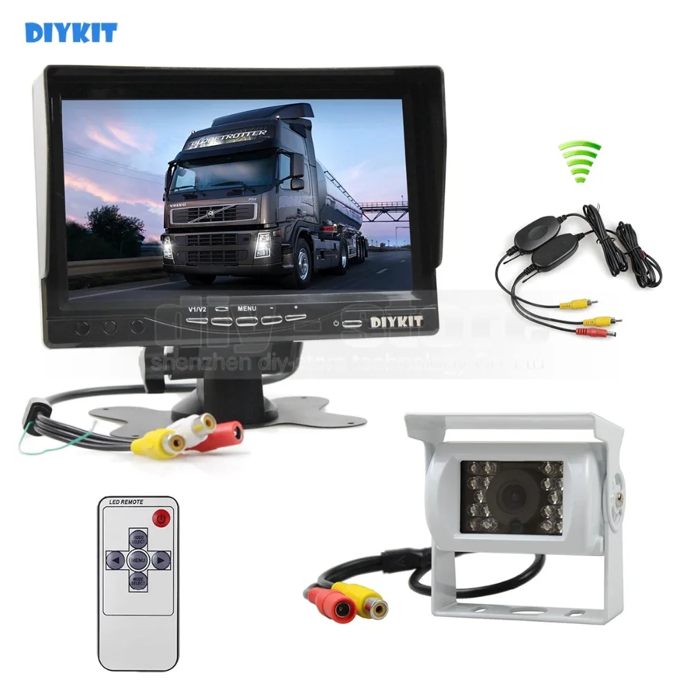 

DIYKIT Wireless 7inch TFT LCD Car Monitor Reverse Rear View Monitor + IR Night Vision HD CCD Rear View Car Camera White