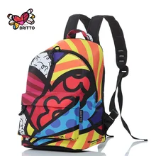 Compra BRITTO PU Cuero Graffiti Mochila 2016 de La Venta Caliente Viento Colegio Satén Mochilas Bolsas de Viaje Mochila bolsa de La Escuela